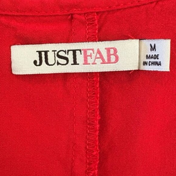 JustFab Red Embroidered Short Sleeve Dress M - Picture 4 of 11